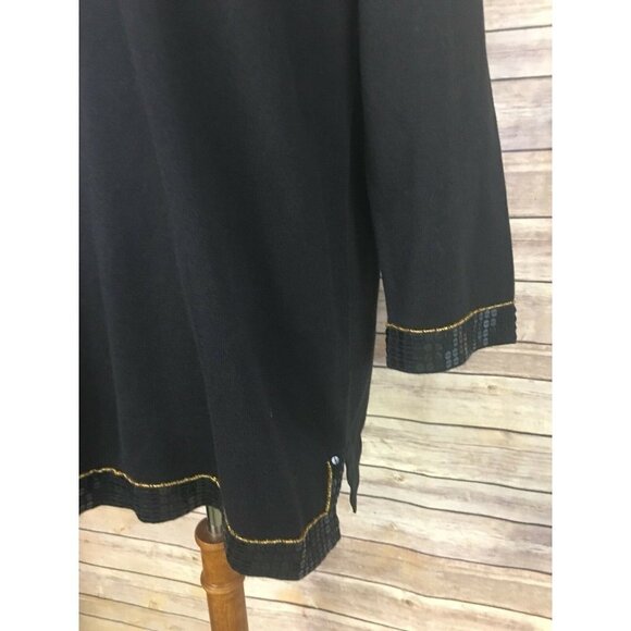 Quacker Factory Large Black Sweater V Neck Sequine - Picture 3 of 11